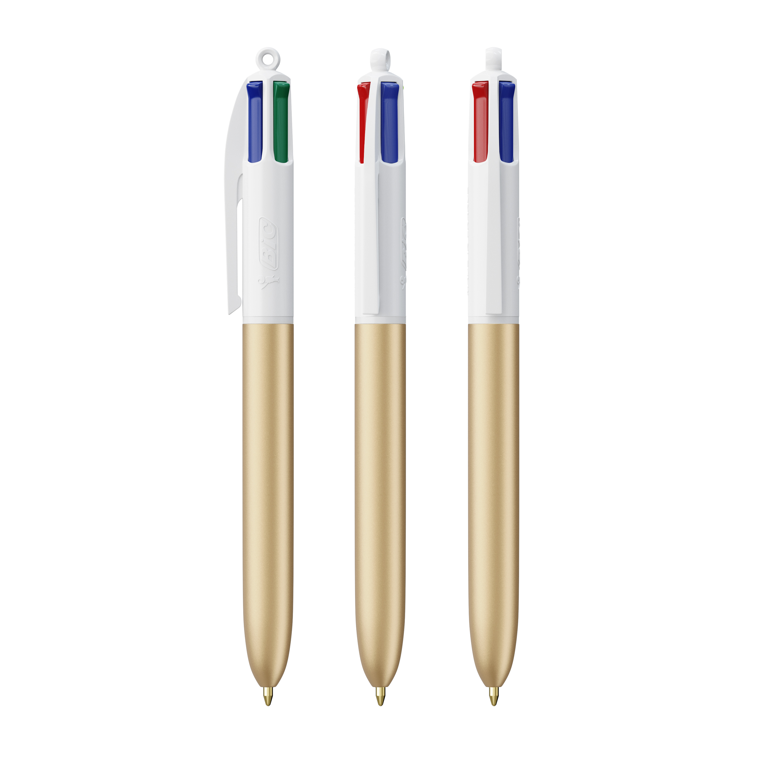 Stylo BIC® 4 Couleurs publicitaire Glacé avec Lanyard Glacé de ouro - blanc